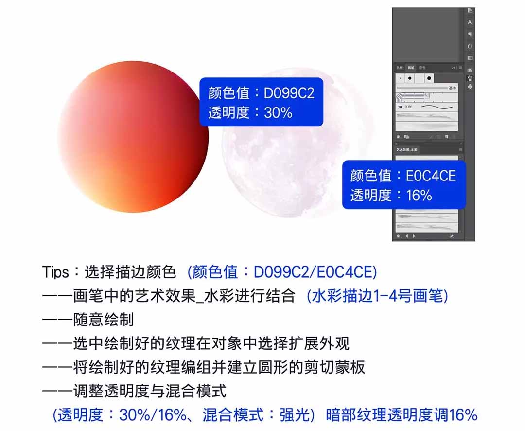 AI怎样绘制多渐变磨砂风格插画