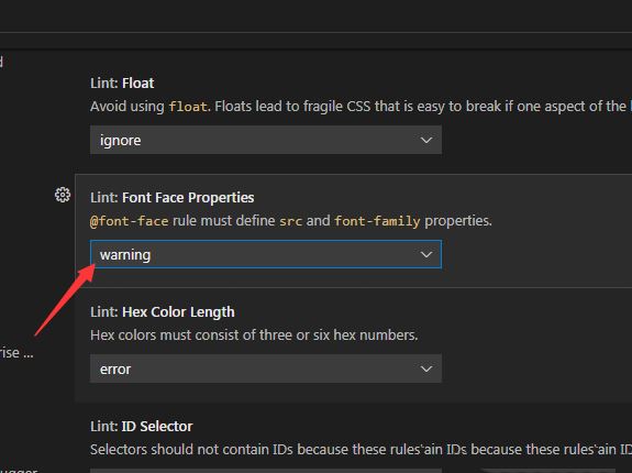 VSCode怎么设置lint字体面属性警告