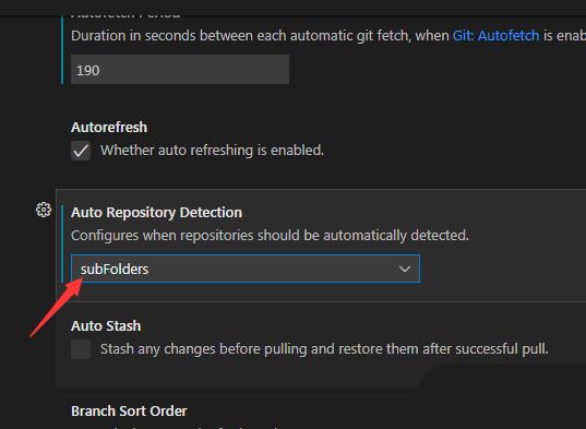 VSCode怎么关闭自动存储库检测子文件夹