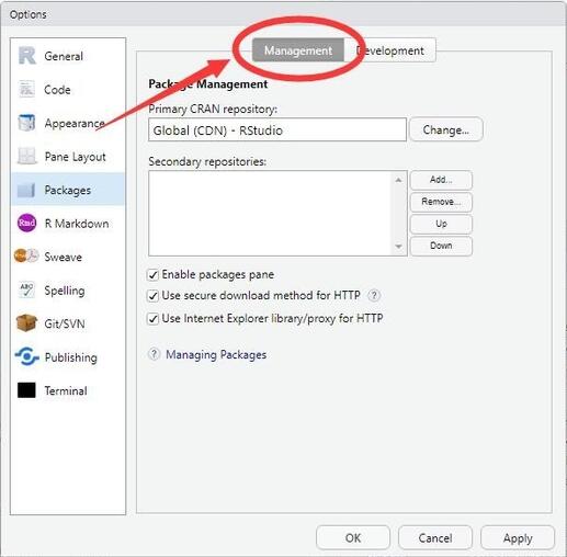 RStudio怎么设置R语言package包CRAN更新安装源