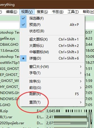 Everything怎么设置总是置顶效果