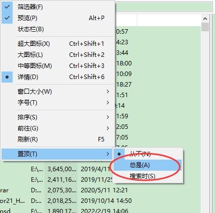 Everything怎么设置总是置顶效果