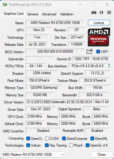 AMD RX 6750 GRE评测：超越4060，AFMF这么牛？
