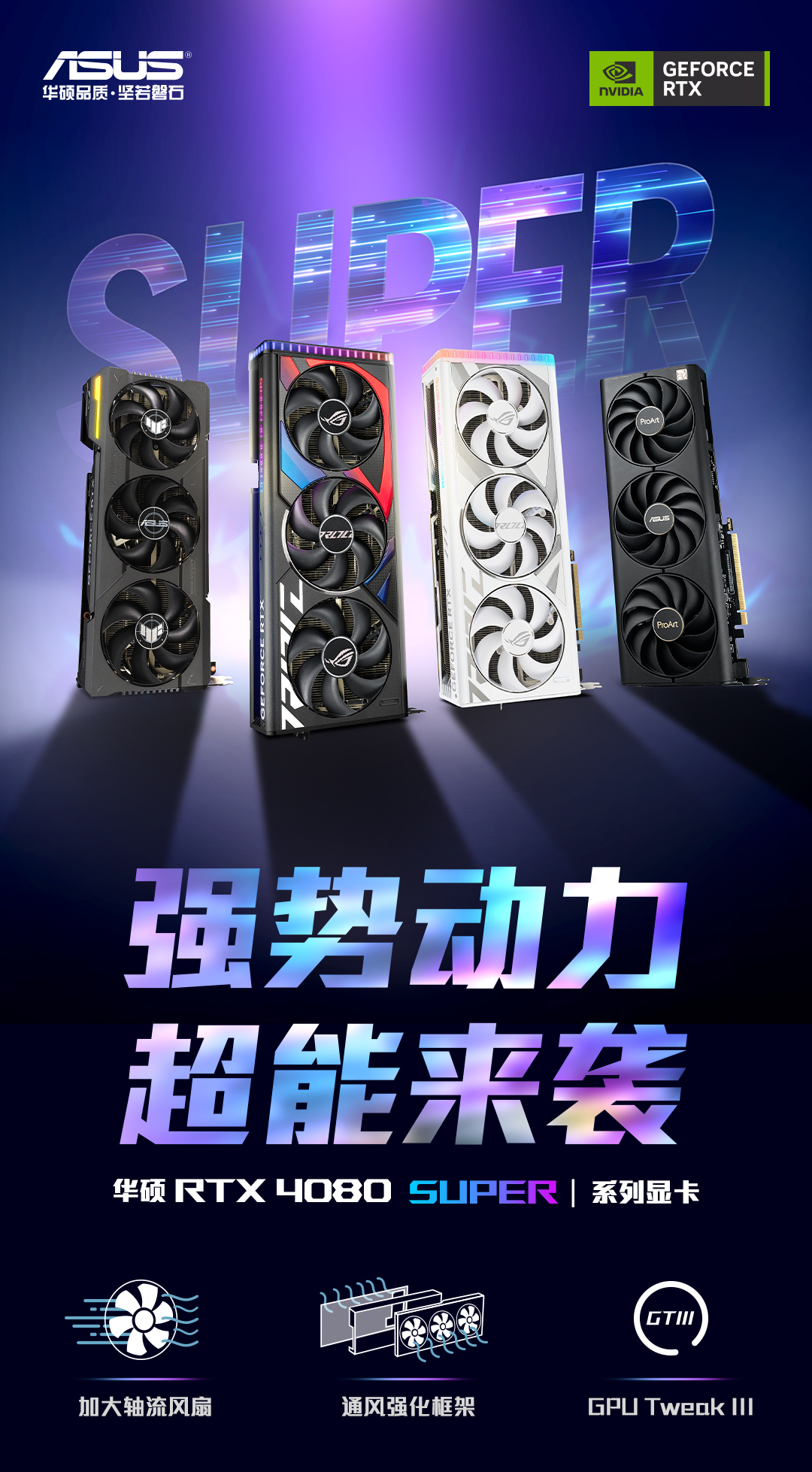 SUPER超能力 华硕RTX 4080 SUPER显卡信仰上线！