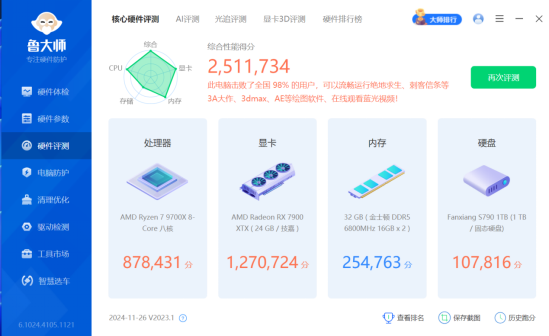 【7900 XTX 魔鹰+X870小雕】AMD整机表现出色，光栅游戏轻松拿捏