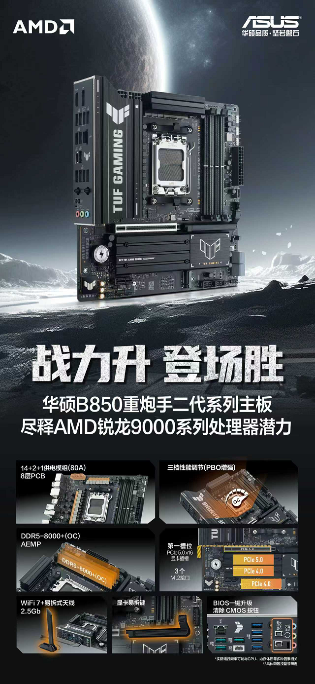 战力升 登场胜 华硕B850重炮手二代主板开售